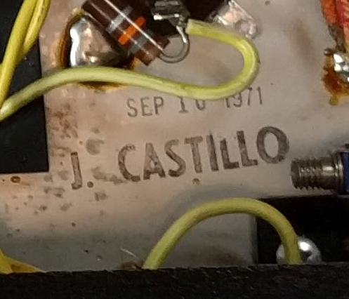 September 10 1971 chassis date stamp and Castillo assembler stamp
